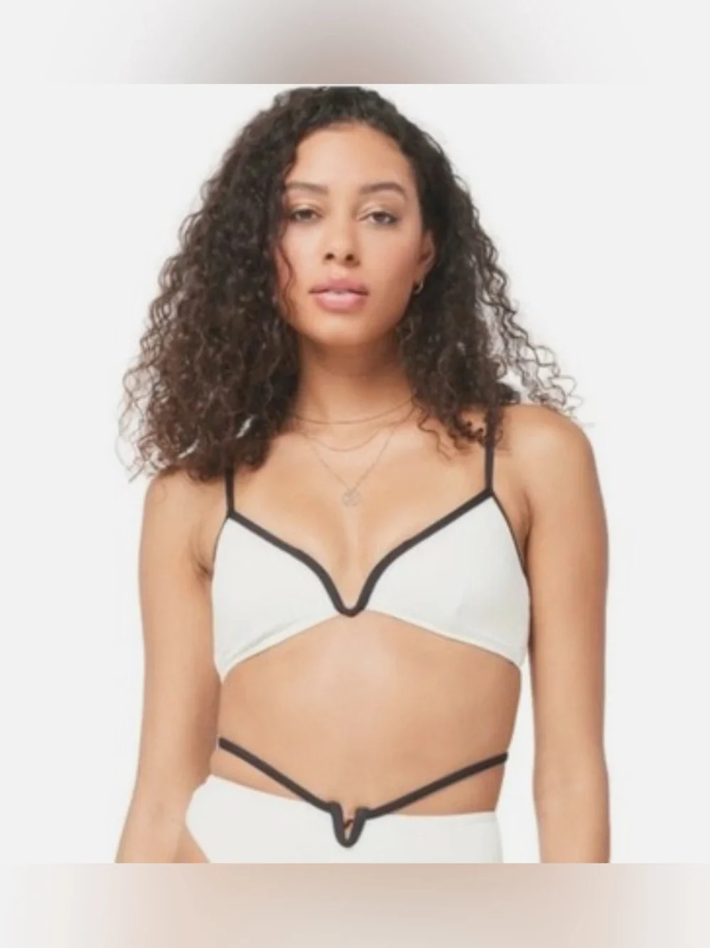 NWT- L*Space V Cut Wire Bikini Top and Joy Bottom Bitsy in Cream/Black XS